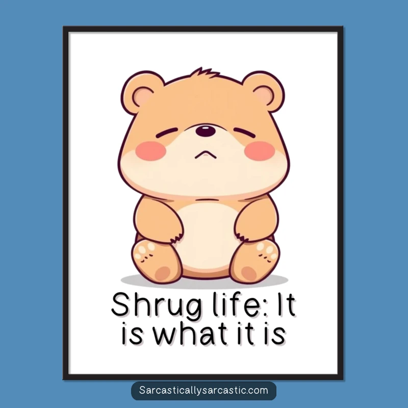 Free Printable Bear Wall Art: Unimpressed Smirk Funny Downloadable Decor