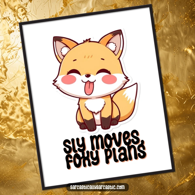 Funny Free Printable Wall Art showcasing a kawaii fox sticking its tongue out playfully against a simple, clean background.