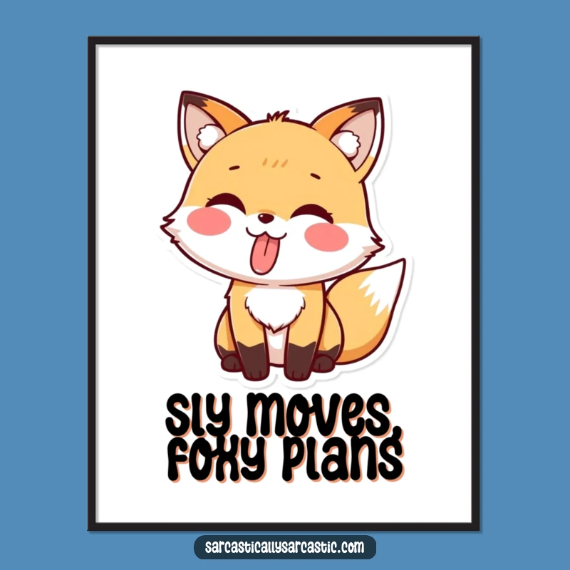Funny Free Printable Wall Art: Playful Tongue Out Kawaii Fox Decor