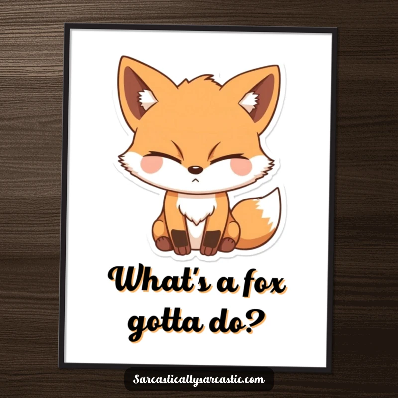 Funny Free Printable Wall Art of a sly fox looking at the viewer with one eye closed in a knowing wink, downloadable art.