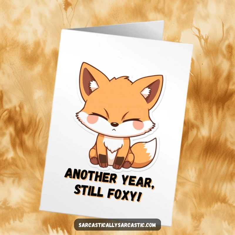 Funny Free Printable Birthday Card of a sly fox with one eye closed in a wink, great for a downloadable gift.
