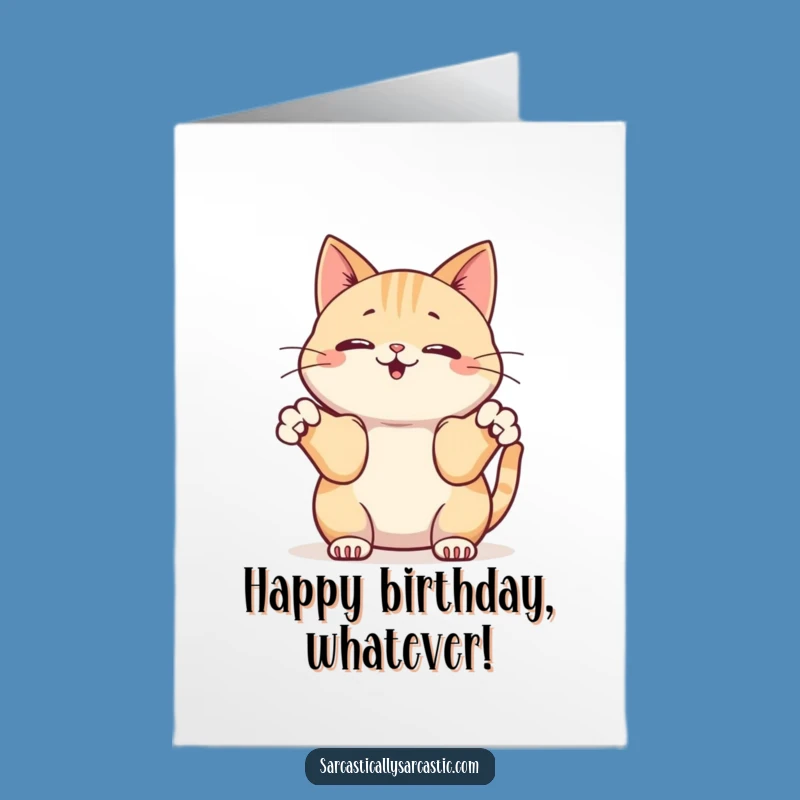 Free Printable Birthday Card: Kawaii Cat Shrug - Funny Downloadable 'Who Knows' Wish!