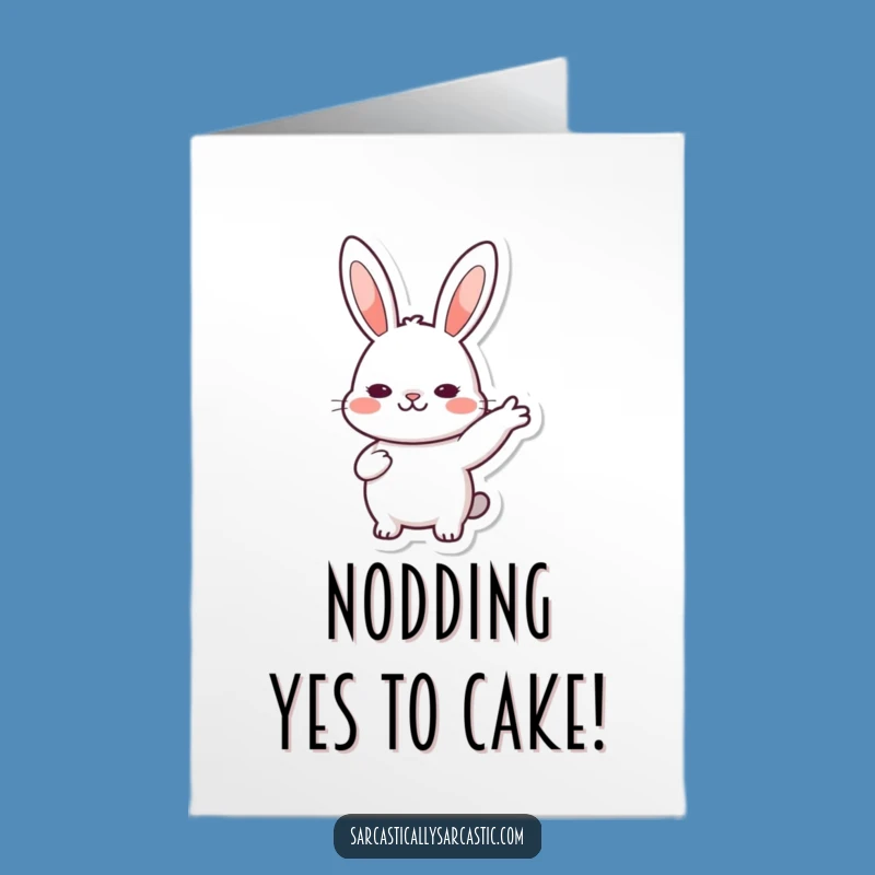 Free Printable Birthday Card: Slow Nod Kawaii Rabbit for Thoughtful Wishes Downloadable