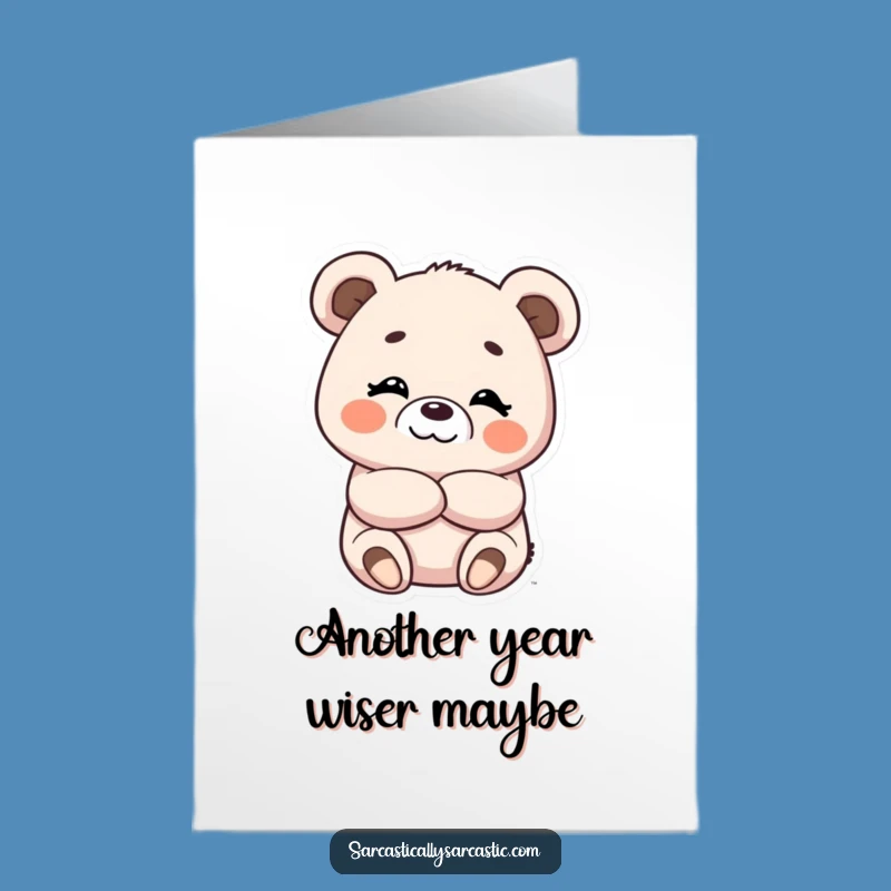 Free Printable Kawaii Bear Birthday Card: Smirking Character Downloadable Fun