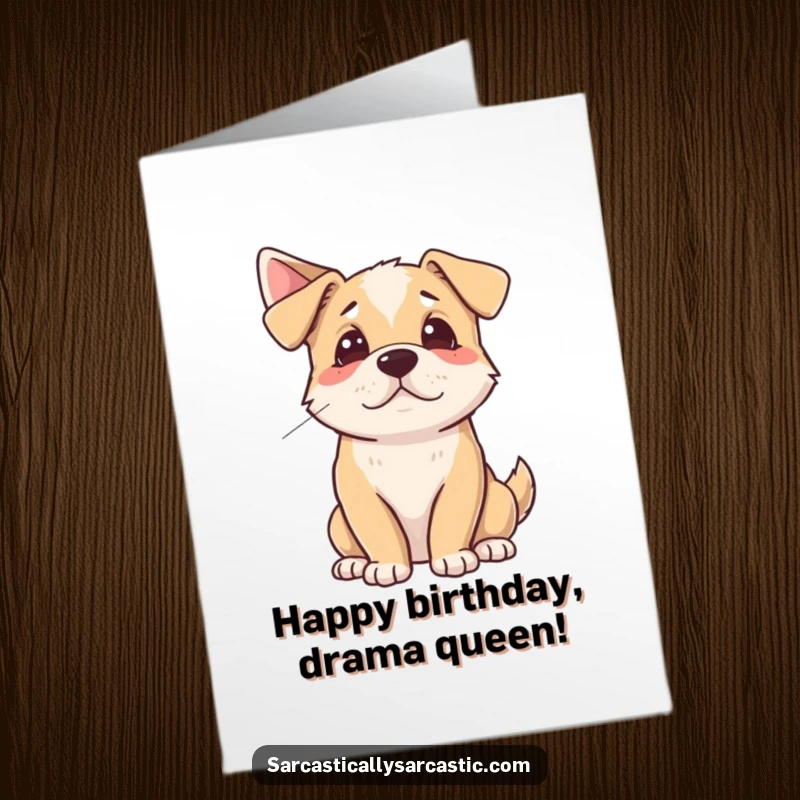Funny Free Printable Birthday Card: A dog sighing dramatically while pointedly looking away.