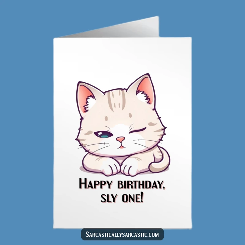 Free Printable Funny Birthday Card: Sneaky Cat, Perfect Downloadable Gift