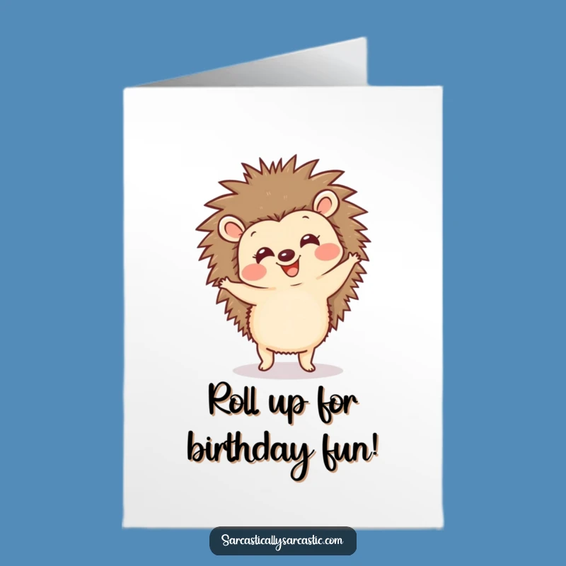 Free Printable Birthday Card: Happy Hedgehog Dancing Funny Downloadable Gift