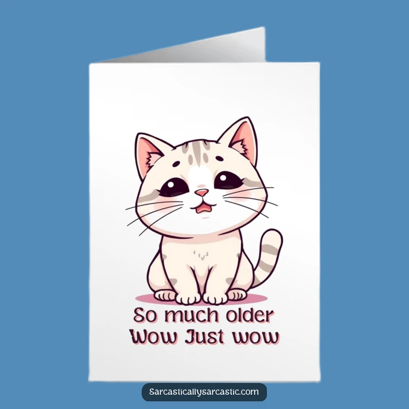 Funny Free Printable Bday Card: Kawaii Cat Sighing, Hilariously Dramatic Downloadable Gift