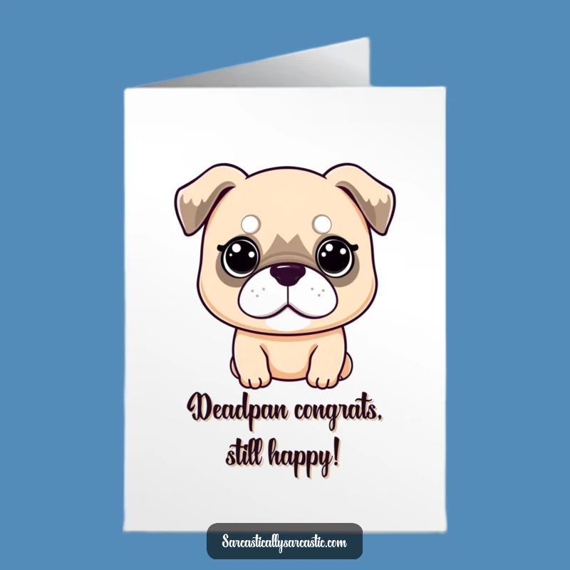 Free Printable Congrats Card: Deadpan Kawaii Dog's Subtle Cheers Downloadable
