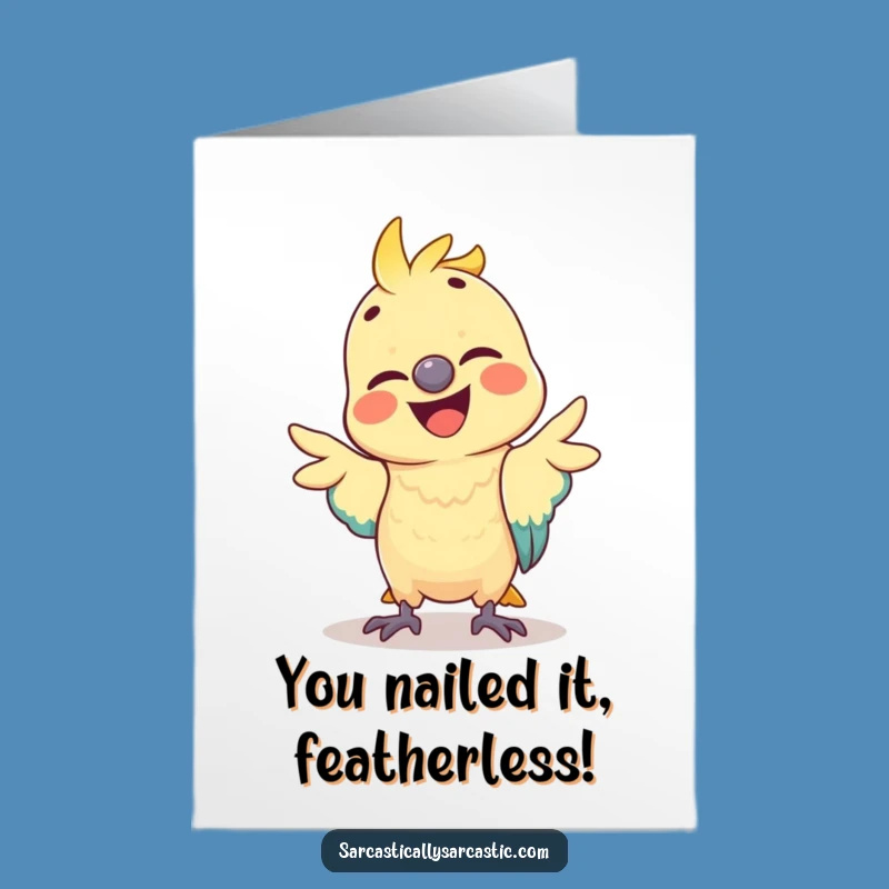 Free Printable Congrats Card: Funny Parrot Mimicking Gesture Downloadable Gift for Any Occasion