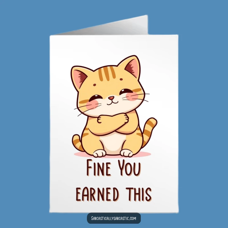 Free Printable Congrats Card: Kawaii Cat Pout, Moody Downloadable Gift