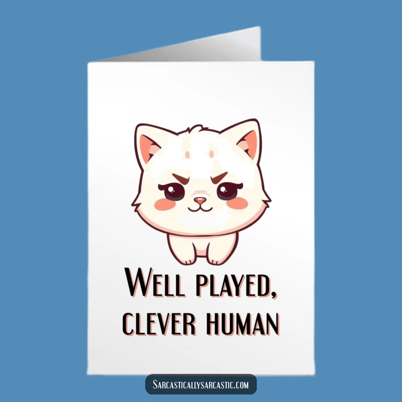 Free Printable Congrats Card: Kawaii Cat Smirk for a Cheeky Downloadable Gift