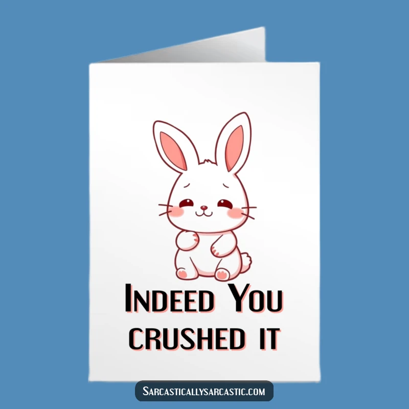 Free Printable Congrats Card: Kawaii Rabbit Nod - Funny Downloadable Gift
