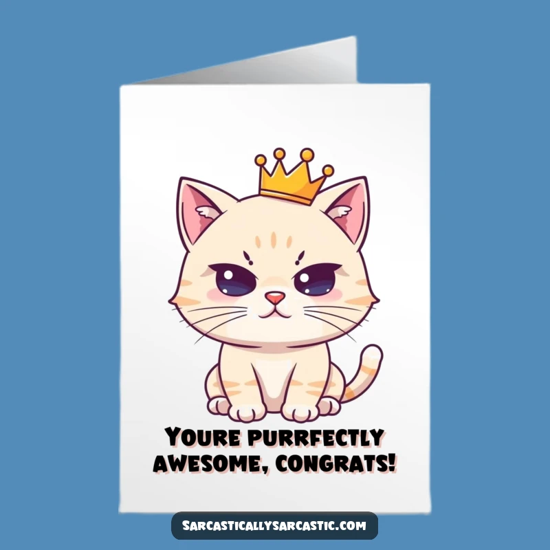Free Printable Congrats Card: Royal Cat King - Hilarious Congratulations Downloadable