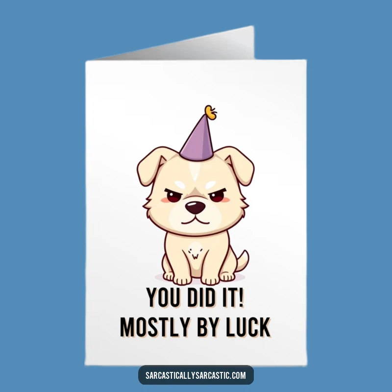 Free Printable Congrats Card: Sarcastic Dog's Smirking Celebration
