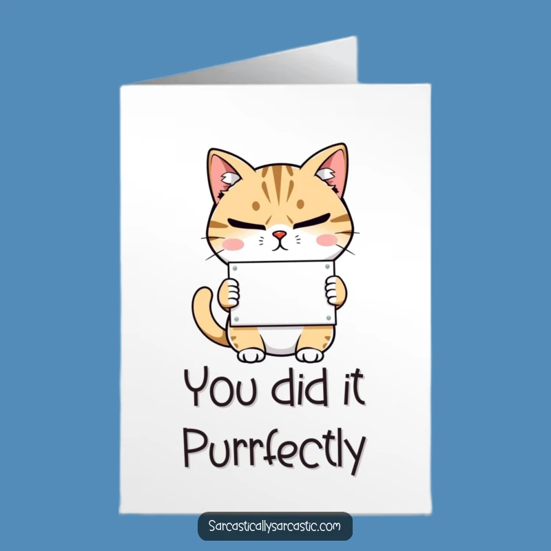 Free Printable Congrats Card: Smirking Cat's Approval, Funny Downloadable for Any Achievement