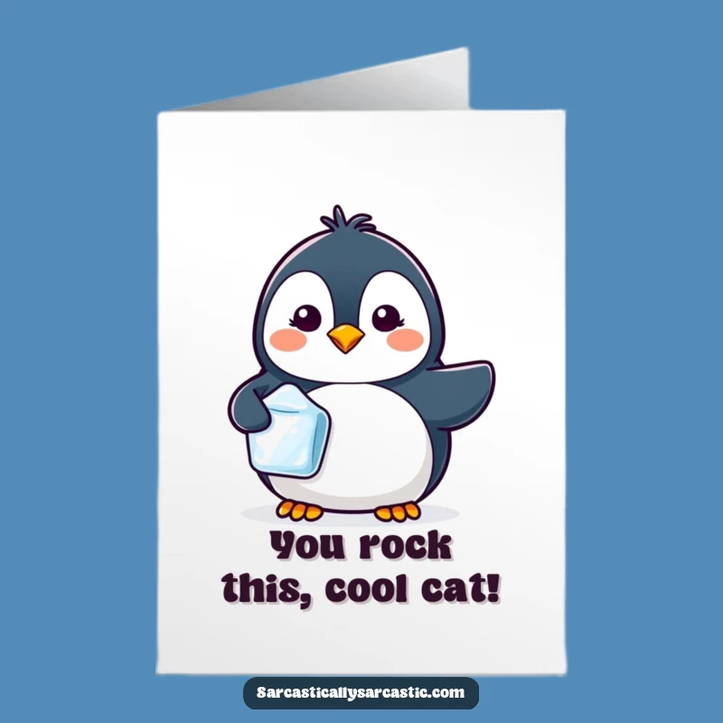 Free Printable Congrats Card: Smirking Penguin for Their Cool Achievement