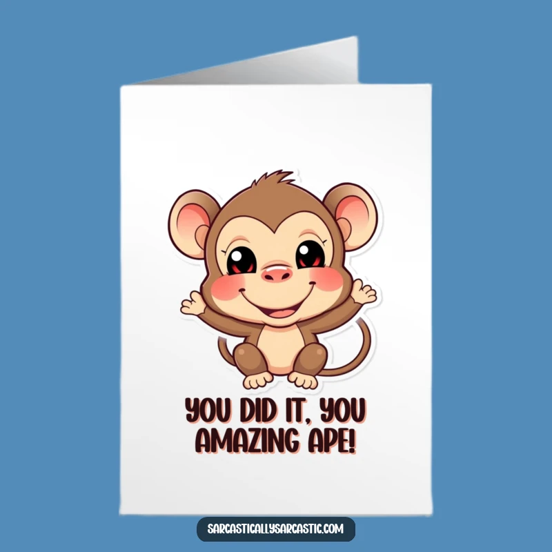 Free Printable Monkey Congratulations Card - Cheeky Grin Downloadable