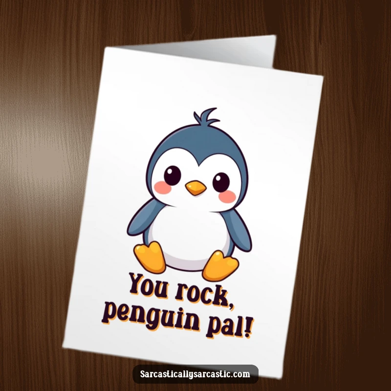 Free Printable Congratulations Card: A kawaii penguin with a poker face, its unamused expression hilariously complements any celebratory news.