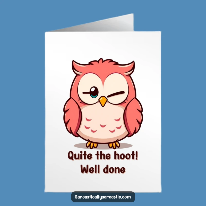 Free Printable Congrats Card: Owl's Knowing Glance for Your Success