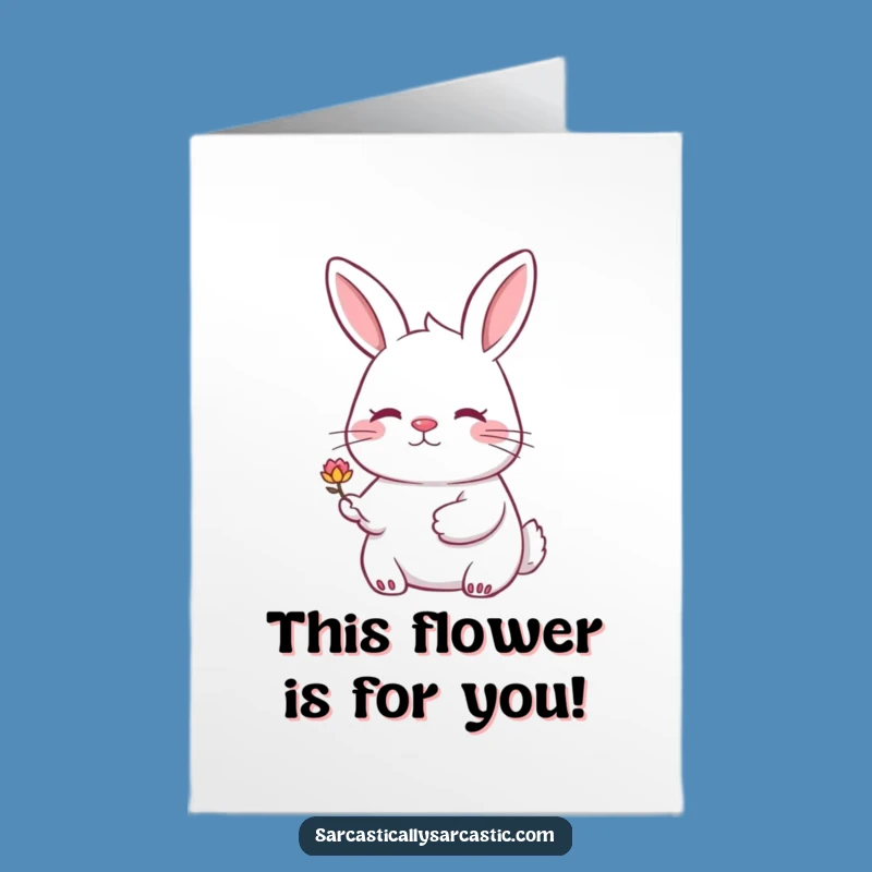 Free Printable Rabbit Congrats Card: Knowing Smile Flower Funny Downloadable Gift