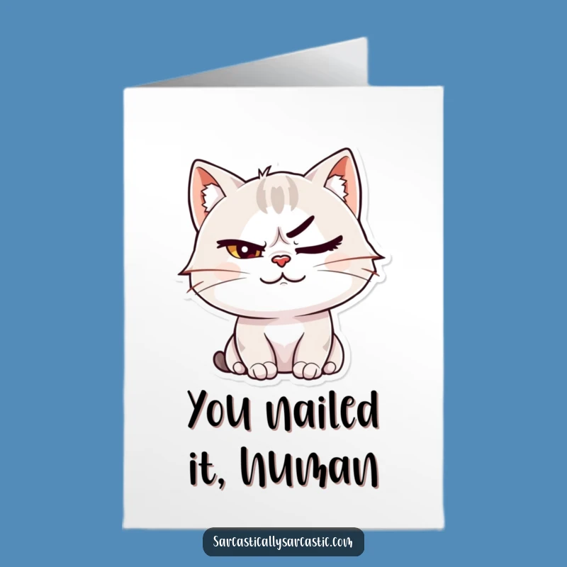 Free Printable Smirking Cat Congrats Card: Downloadable Sass for Their Win