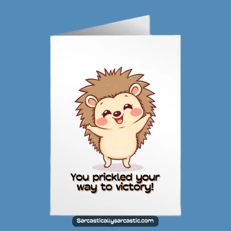 Free Printable Congrats Card: Happy Hedgehog Dancing Funny Downloadable Gift