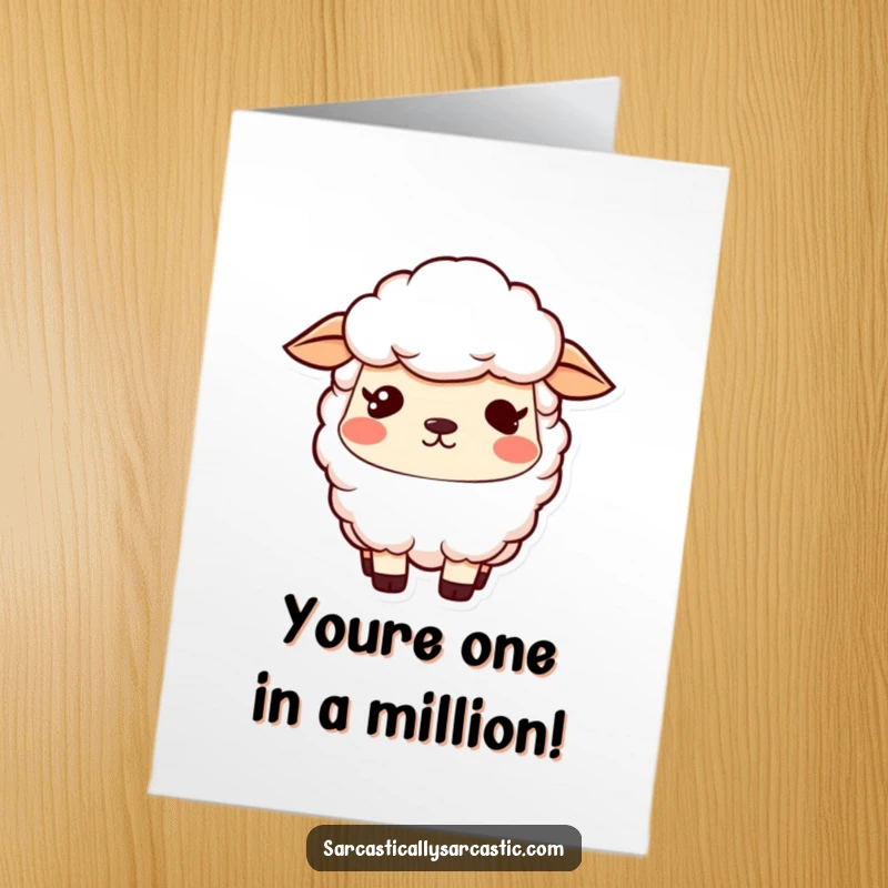 Free Printable Congratulations Card: A kawaii sheep boasts a vacant stare paired with a faint, almost imperceptible smirk of accomplishment.