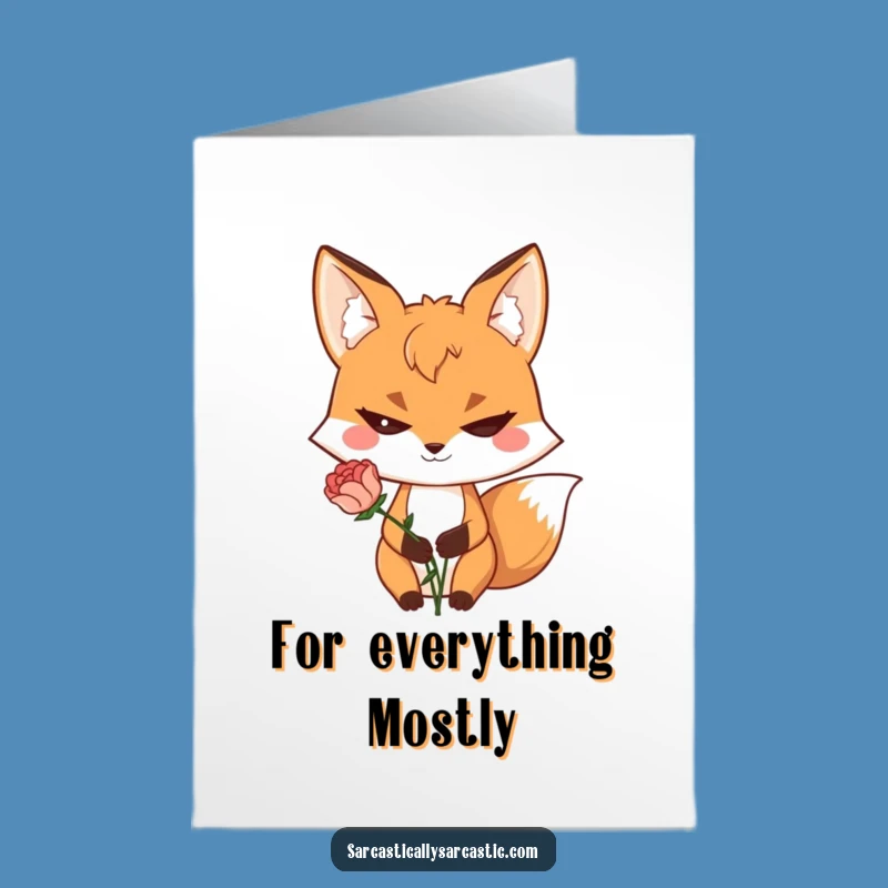 Free Printable Thank You Card: Fox Flower, Humorous Downloadable Acknowledgment