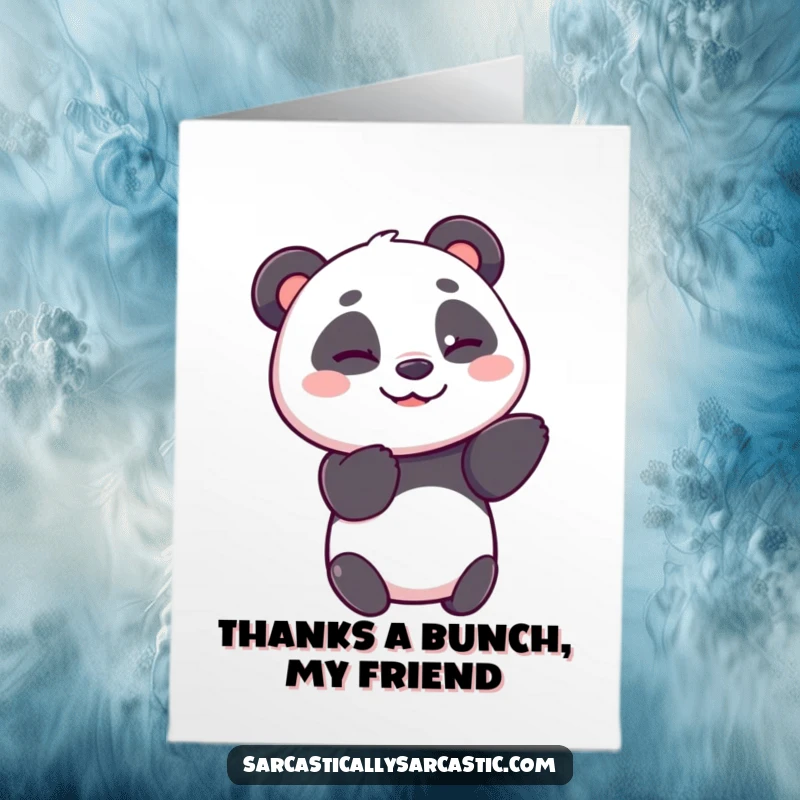 Funny Free Printable Thank You Card featuring a panda character giving a subtle, knowing wink, expressing sincere thanks with charm.