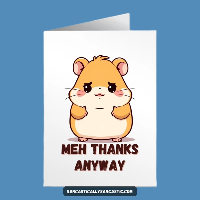 Free Printable Thank You Card: Deadpan Hamster Shrug Funny Downloadable Gratitude