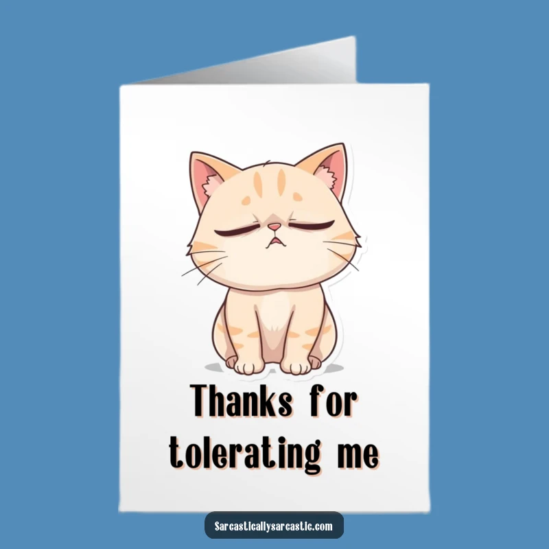 Free Printable Thank You Card: Eye-Rolling Cat Sigh Downloadable Gift