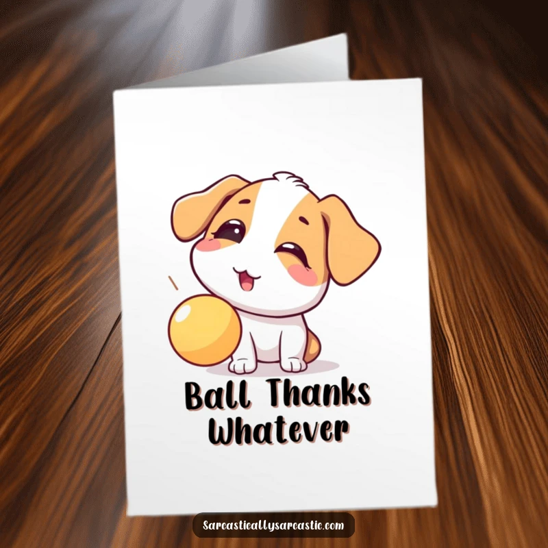 Funny free printable thank you card featuring a dog rolling its eyes playfully, acknowledging a kind gesture.