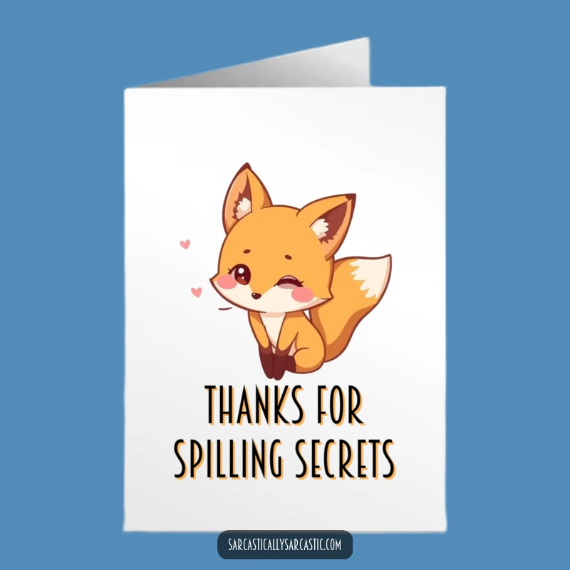 Free Printable Thank You Card: Fox Secret Twinkle Eyes LOL Downloadable Gift