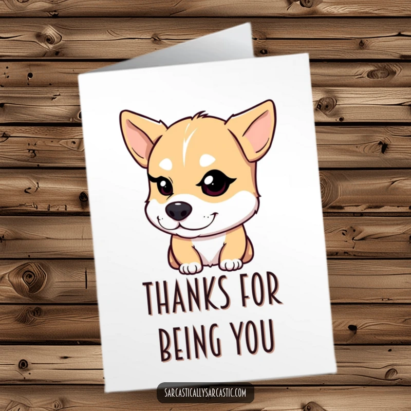 Funny Free Printable Thank You Card showing a dog giving a knowing smirk and a wink.