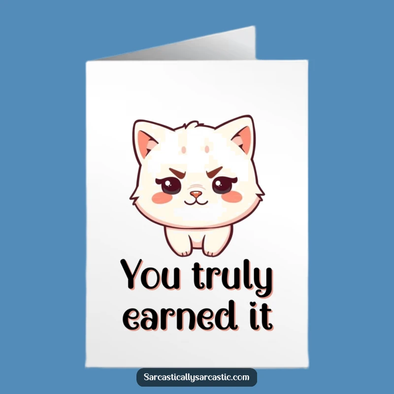 Free Printable Thank You Card: Kawaii Cat Smirk for a Funny Downloadable Gift