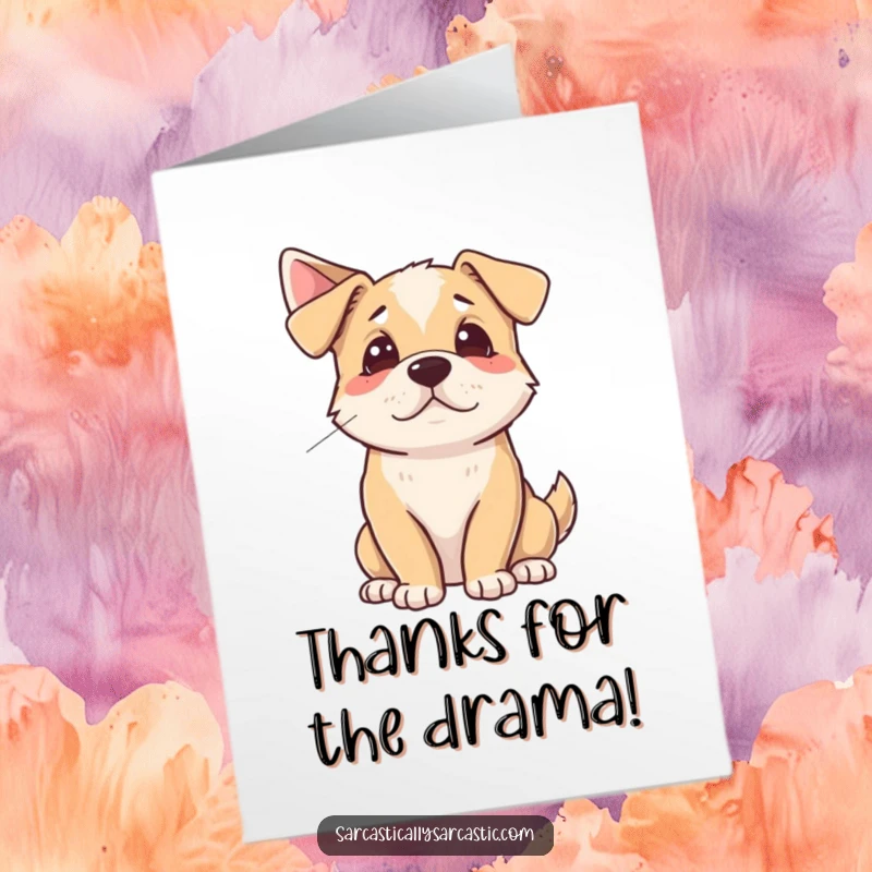 Funny Free Printable Thank You Card: A dog looking away with a profound, dramatic sigh.