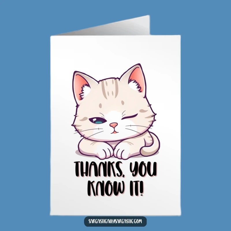 Free Printable Thank You Card: Winking Cat, Thoughtful Downloadable Gift