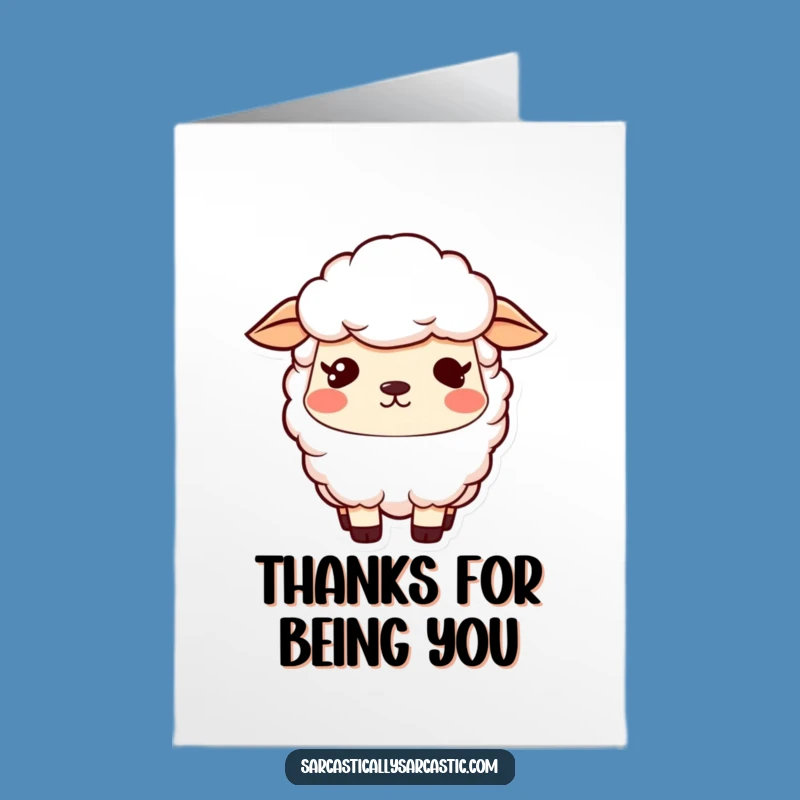 Free Printable Sheep Thank You Card - Amused Kawaii Sheep Downloadable Gift