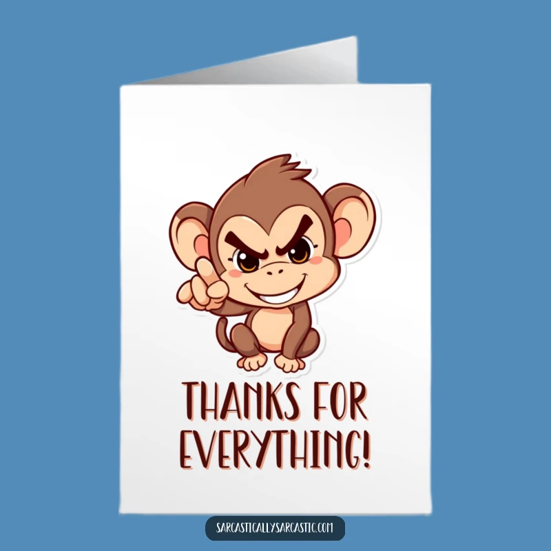 Mischievous Monkey Thank You Card: Free Printable Funny Downloadable Gift for Playful Guilt