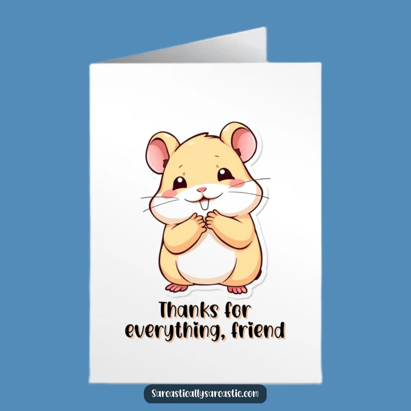 Free Printable Hamster Thank You Card - Shy Kawaii Hamster Downloadable Gift