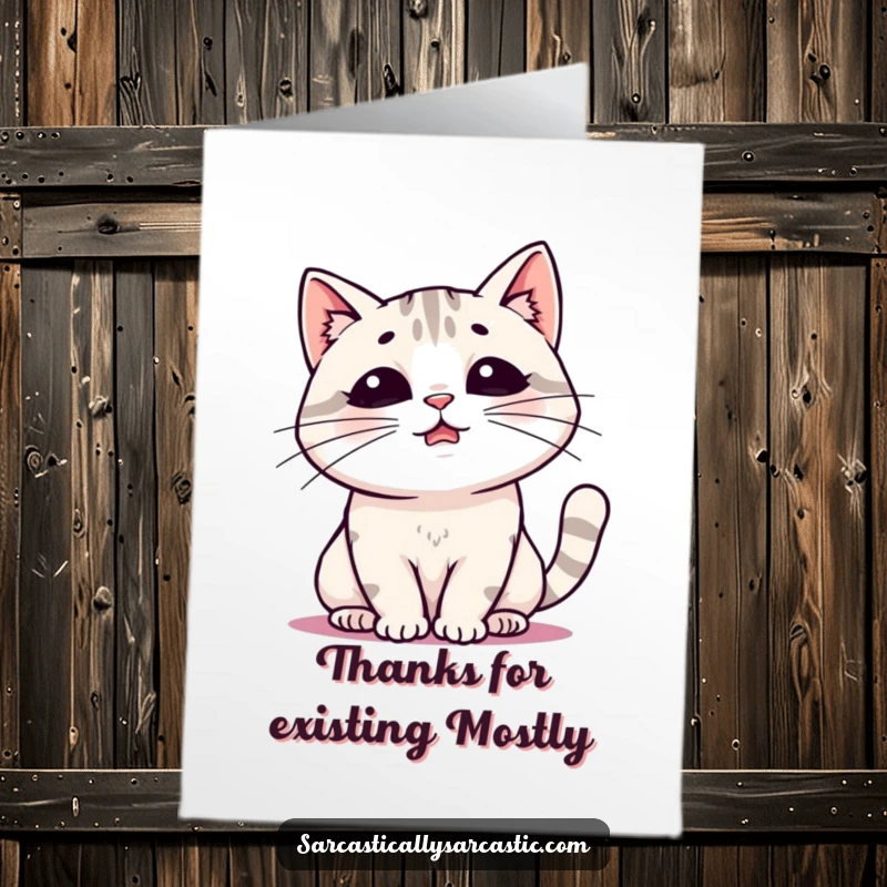 Funny Free Printable Thank You Card: Kawaii cat exuding a single, world-weary sigh of thanks. So dramatic, so cute.