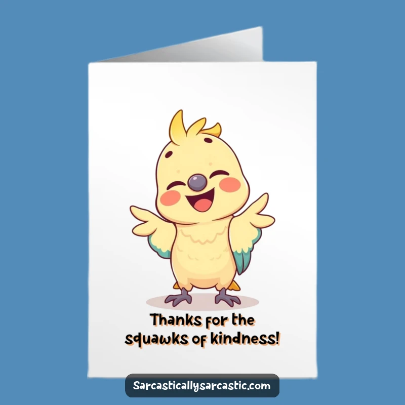 Free Printable Thank You Card: Funny Parrot Mimicking Gesture Humorous Downloadable Gift