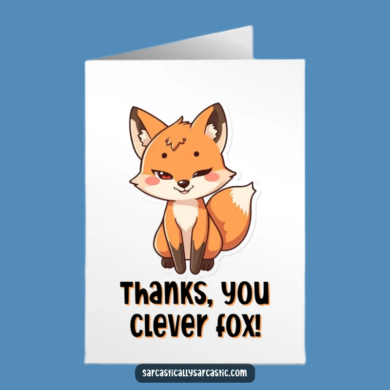 Free Printable Thank You Card: Sly Fox Character - Witty Downloadable Note!