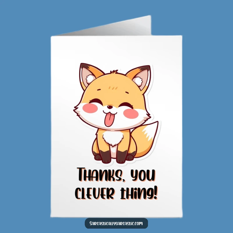 Free Printable Thank You Card: Playful Fox Tongue Out for Your Thanks