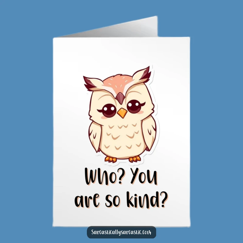 Free Printable Thank You Card: Quizzical Owl Tilt Funny Downloadable Gratitude