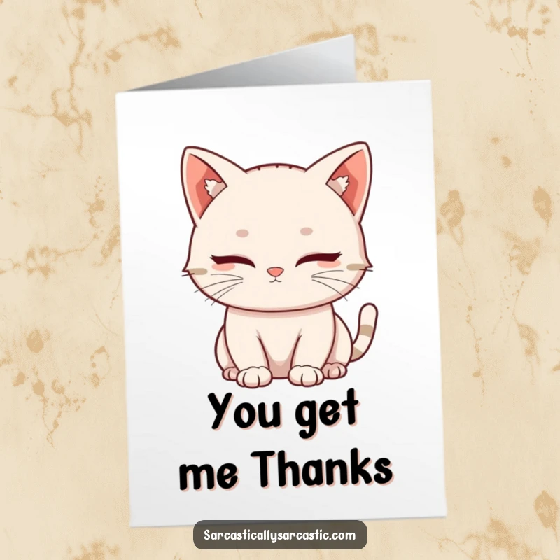 Funny Free Printable Thank You Card: Kawaii cat delivering a slow, knowing blink, making your gratitude feel like a shared secret.