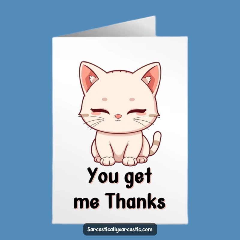 Free Printable Thank You Card: Kawaii Cat Blink, Charming Downloadable Gift