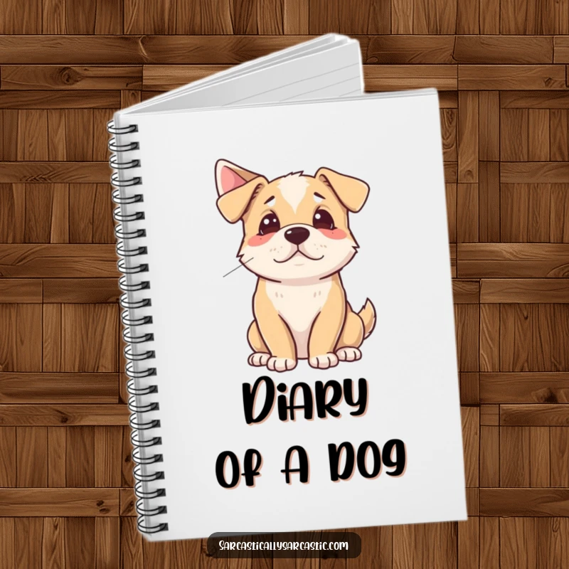Funny Notebook with a dog dramatically sighing while looking away, perfect for jotting down relatable thoughts.