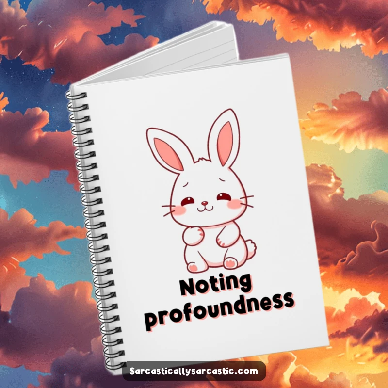 Funny kawaii rabbit notebook, featuring a character’s slow, deliberate nod, perfect for thoughtful note-taking.